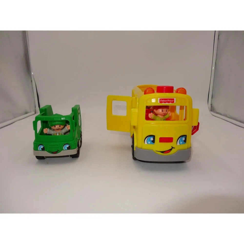 Fisher Price Little People Sit with Me School Bus and Recycling Truck Set